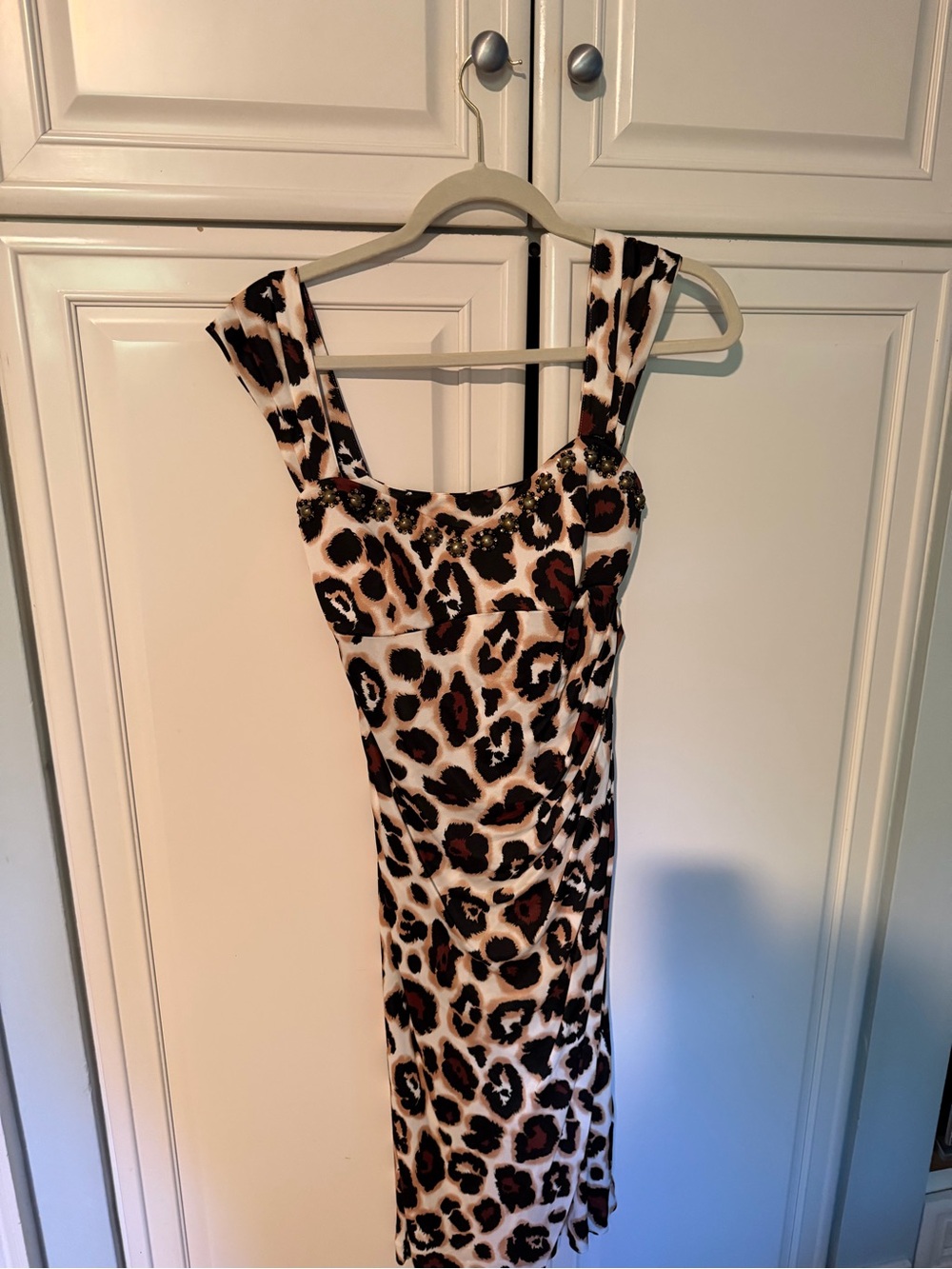 Blumarine Leopard Print Dress in Cream, Brown, Black